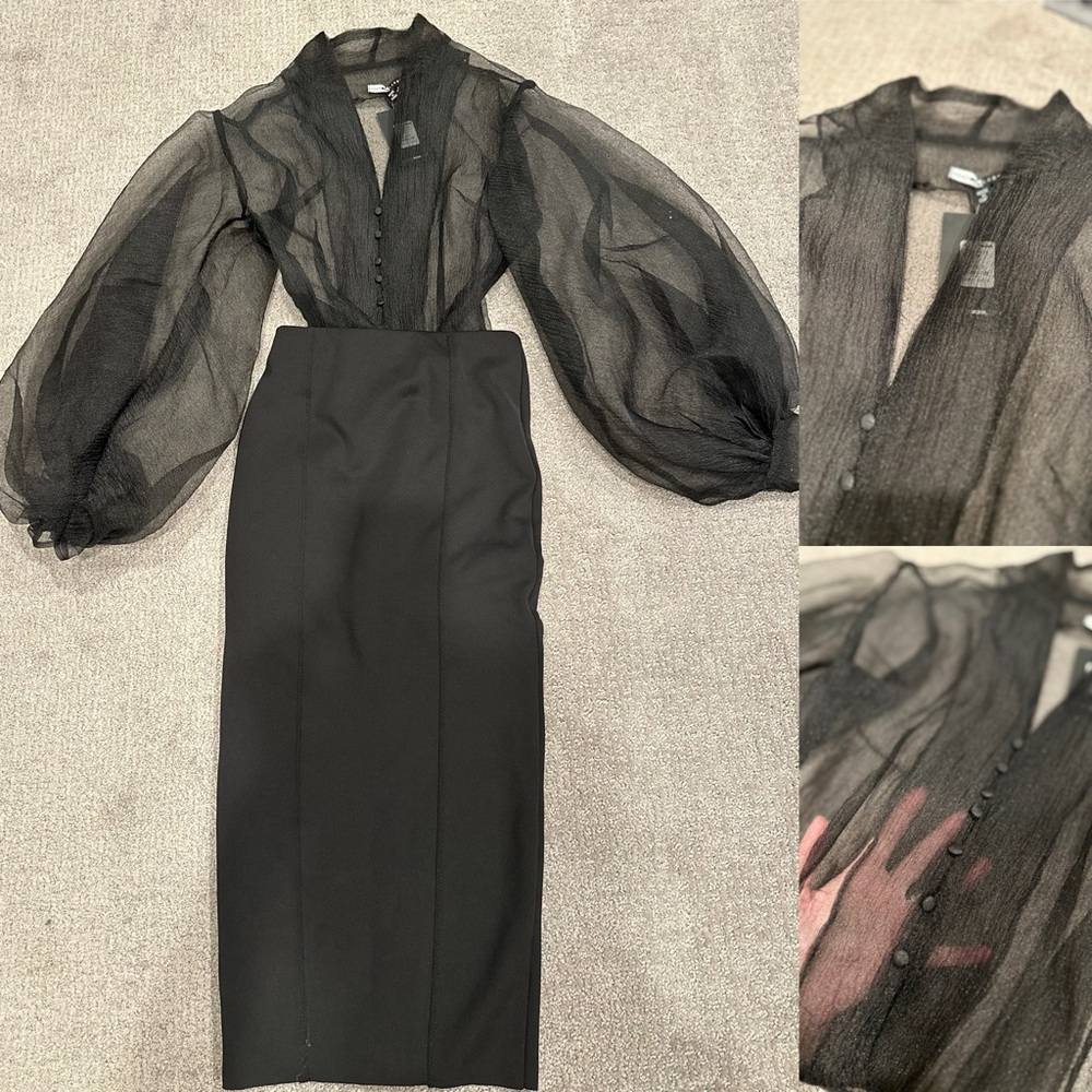 Bundle Fashionnova CardiB Organza Top & H&M Midi Skirt